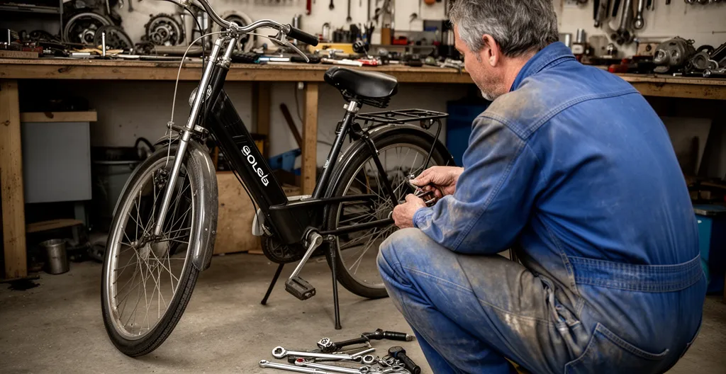 Passionné de Solex effectuant un entretien dans son garage personnel